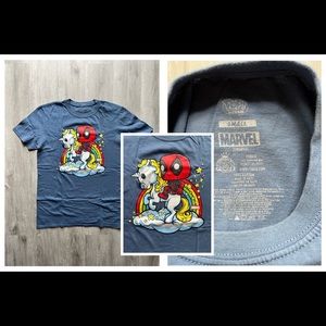Funko Pop Tees Small Marvel Deadpool on Unicorn w/ Rainbow